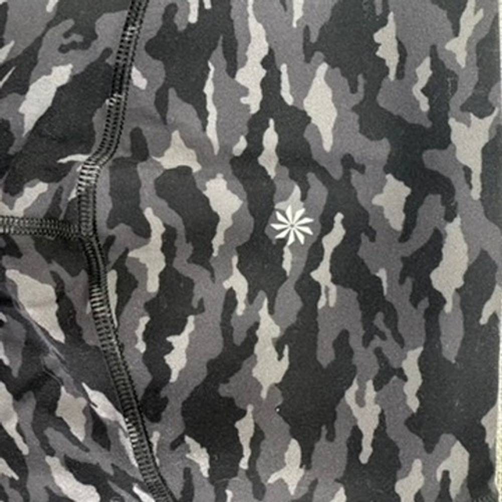 Athleta Salutation Stash Pocket II‎ Printed 7/8 Tight Camo Leggings Grey Black M - Picture 14 of 15
